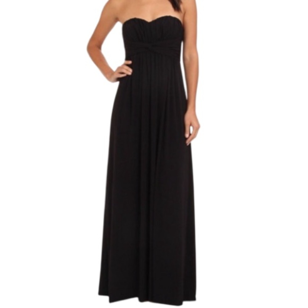 Jessica Simpson Elegant Strapless Sweetheart Neckline Maxi Dress Black Medium